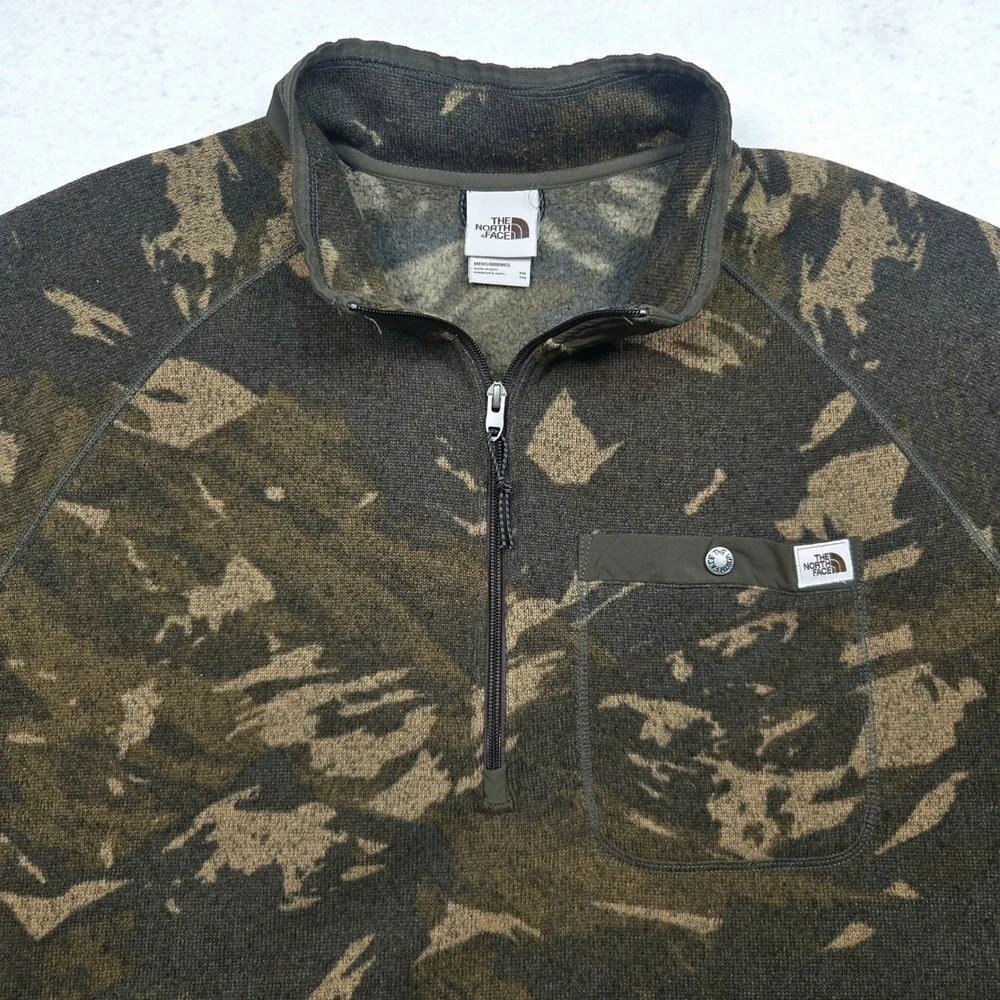 The North Face Fleece Pullover Mens XXL Green Camo 1/4 Zip Gordon Lyons NF0A7WR8
